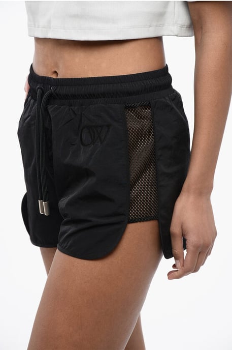 Shorts de nailon CRISPY con banda lateral de malla en negro - Image 3