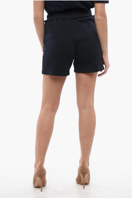 Pantalones cortos de algodón cepillado con logotipo bordado en azul - Image 2