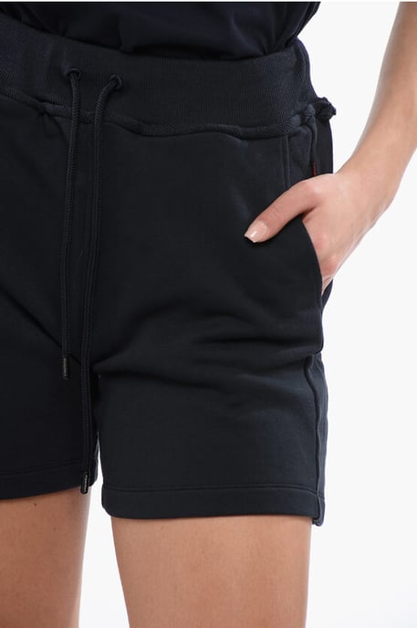 Pantalones cortos de algodón cepillado con logotipo bordado en azul - Image 3