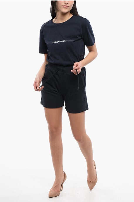 Pantalones cortos de algodón cepillado con logotipo bordado en azul - Image 4