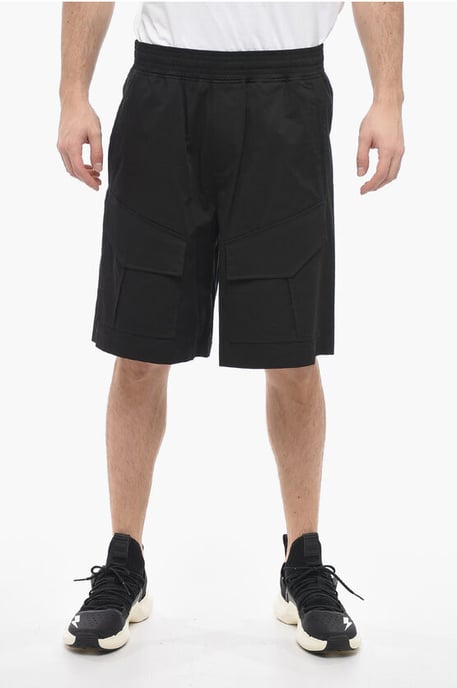 Shorts cargo holgados JORDAN con bolsillos de solapa en negro - Image 1