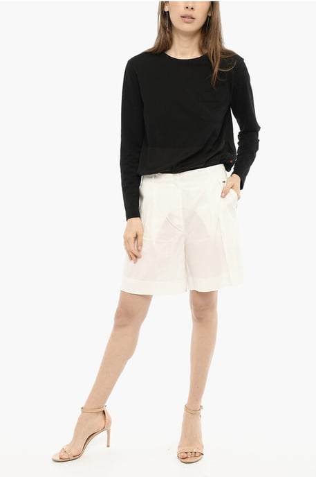 Pantalones cortos con doble pliegue y trabillas para cinturón en blanco - Image 4