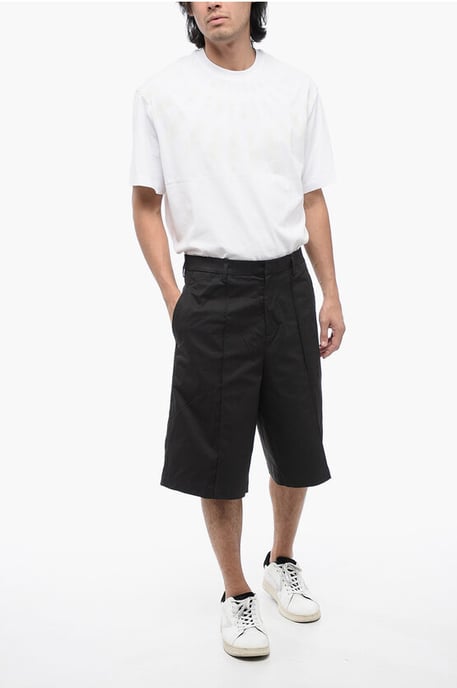 Pantalones cortos de mezcla de algodón con múltiples bolsillos y trabillas para cinturón en negro - Image 3