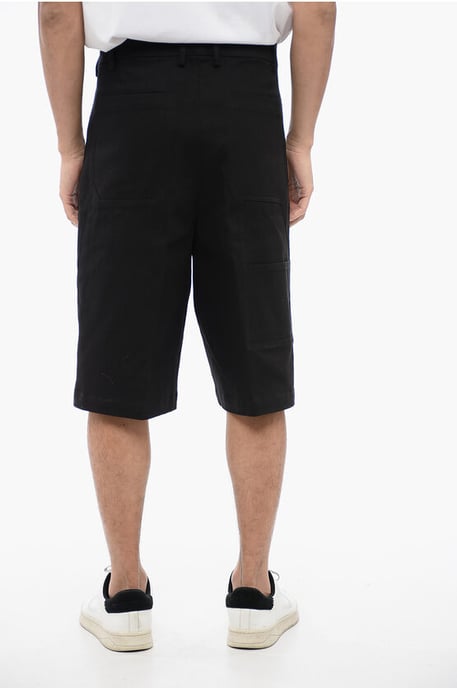 Pantalones cortos chinos de algodón elástico con trabillas para cinturón en negro - Image 4