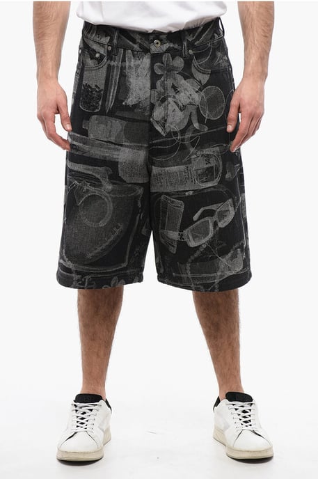 Shorts vaqueros XRAY de jacquard de cintura alta en gris - Image 1