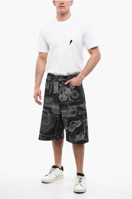 Shorts vaqueros XRAY de jacquard de cintura alta en gris - Image 4