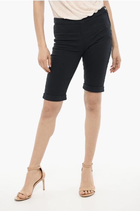 Shorts con dobladillo y cierre dorado en azul - Image 1