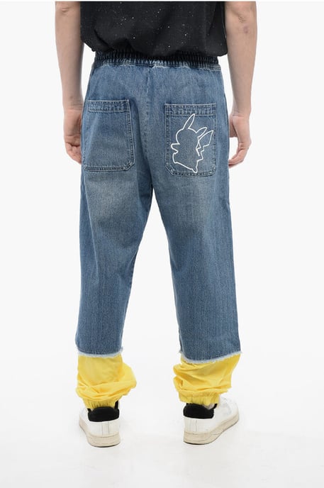 Shorts vaqueros gaucho con cinturilla elástica BALMAIN X POKEMON en azul claro - Image 2