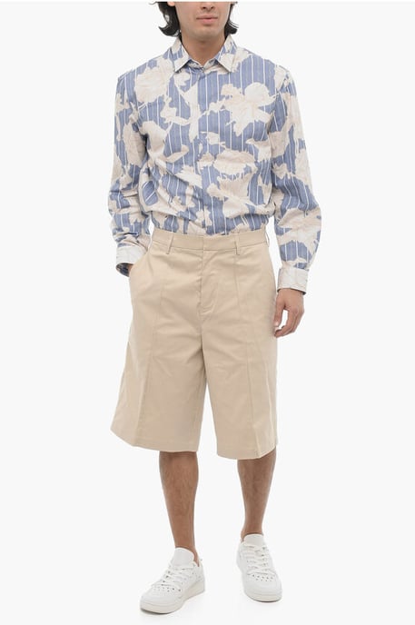 Bermudas rectas de color liso en beige - Image 3