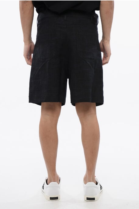 Pantalones cortos de lino con el logotipo 90 bordado en azul - Image 2