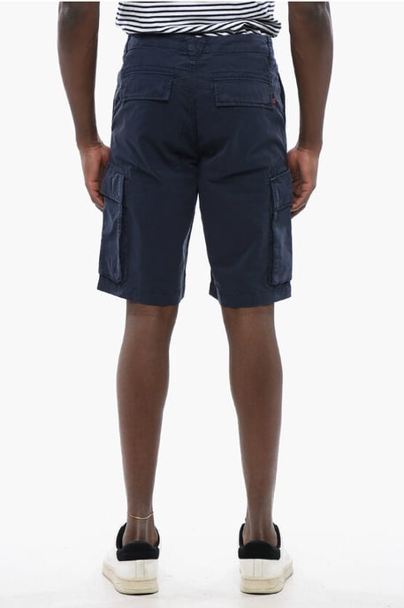 Pantalones cortos cargo de algodón con trabillas para cinturón en azul - Image 2
