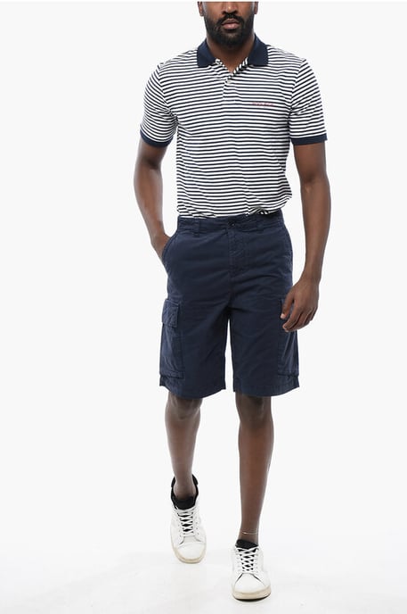 Pantalones cortos cargo de algodón con trabillas para cinturón en azul - Image 4