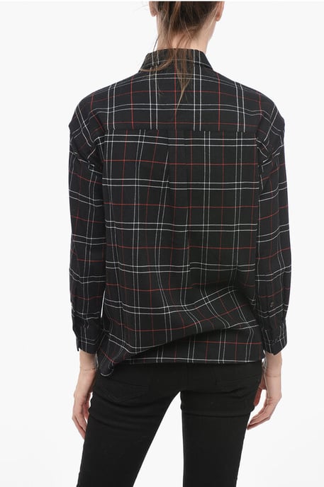 Camisa de franela a cuadros escoceses en negro - Image 2