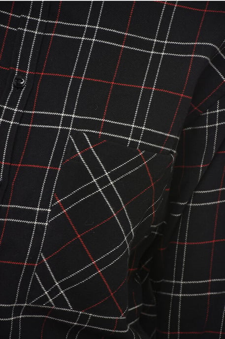 Camisa de franela a cuadros escoceses en negro - Image 3
