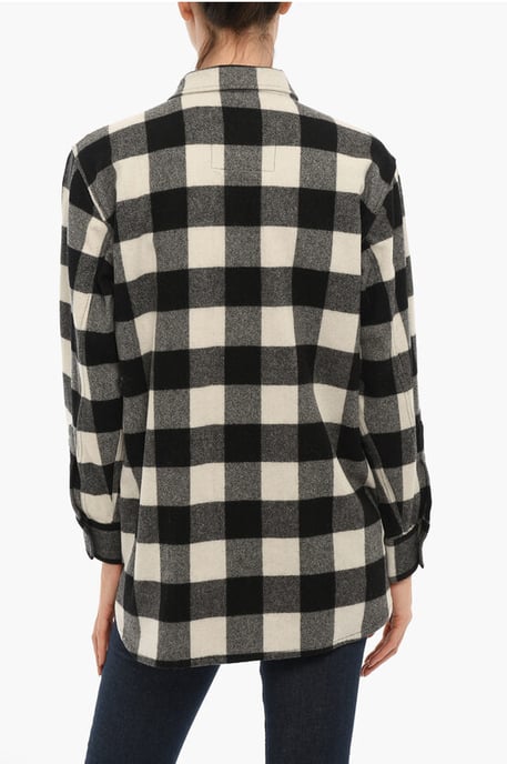 ARCHIVO Camisa POPOVER de cuadros Buffalo con doble botonadura en blanco y negro - Image 2