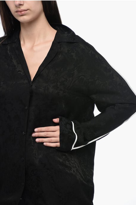 Camisa de brocado de temporada con ribetes en contraste en negro - Image 3