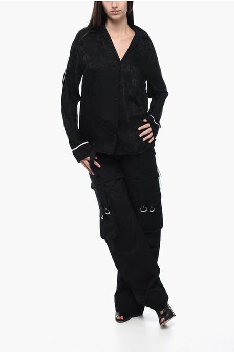 Camisa de brocado de temporada con ribetes en contraste en negro - Image 4