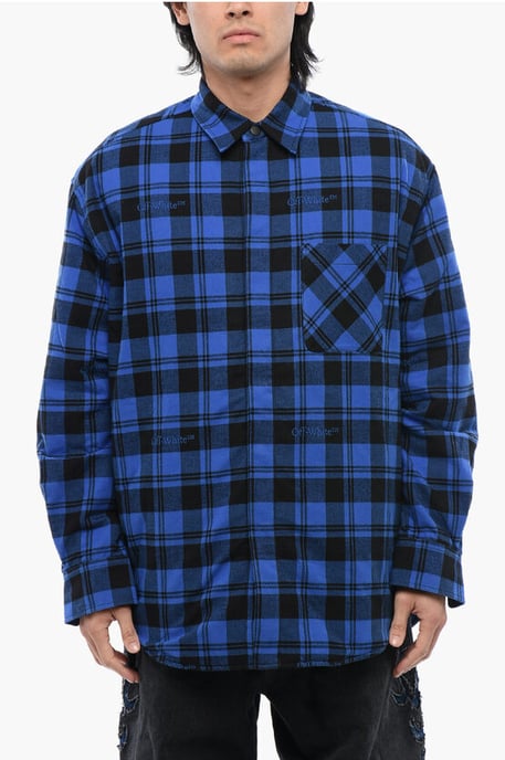 Camisa de franela con forro a cuadros en azul - Image 1