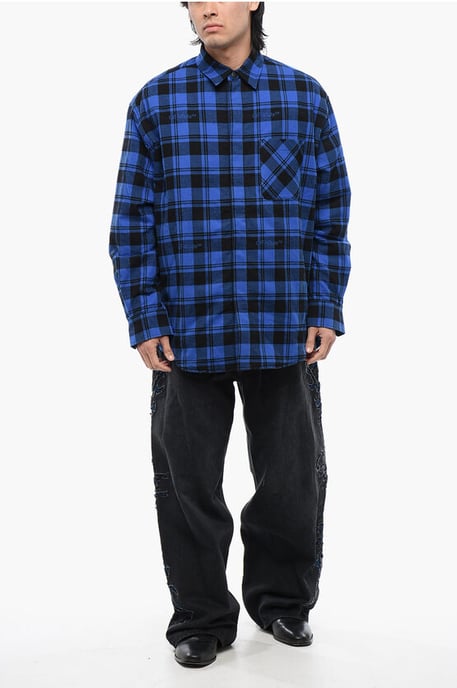 Camisa de franela con forro a cuadros en azul - Image 4