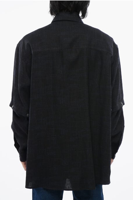 Camisa de lino con camisa desmontable en azul - Image 2