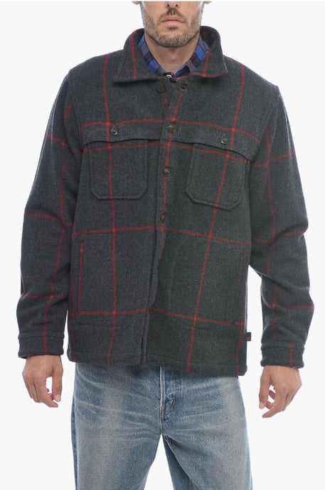 Camisa MALONE de mezcla de lana a cuadros en gris - Image 1