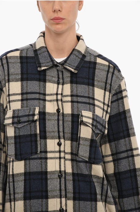Camisa EXPLORER con motivo de cuadros y doble bolsillo en el pecho en azul - Image 3
