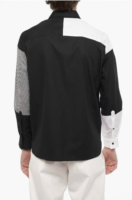 Camisa de algodón patchwork en blanco y negro - Image 2
