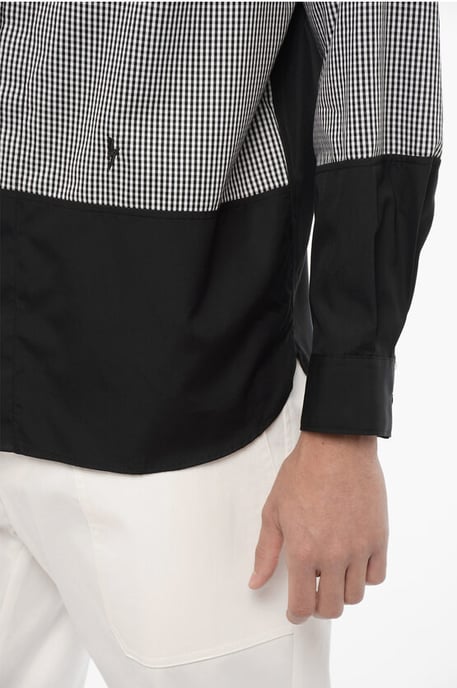 Camisa de algodón patchwork en blanco y negro - Image 4