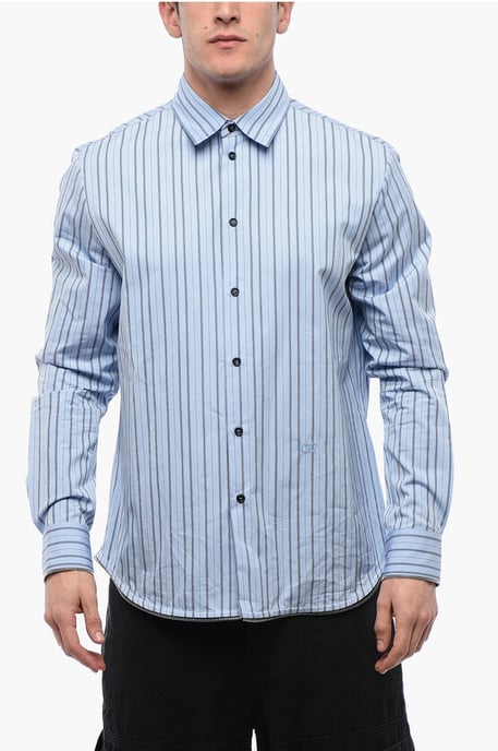 Camisa Popelina a rayas con cremallera en azul claro - Image 1
