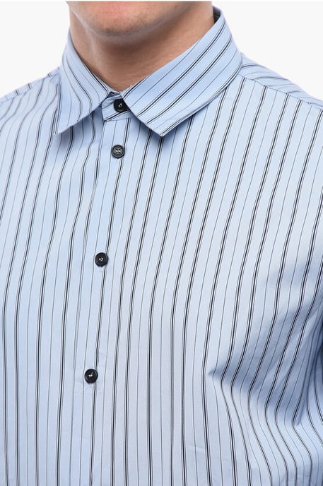 Camisa Popelina a rayas con cremallera en azul claro - Image 3