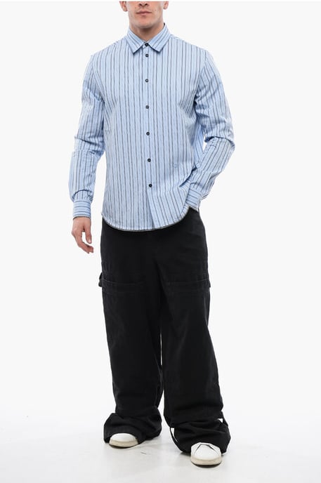Camisa Popelina a rayas con cremallera en azul claro - Image 4