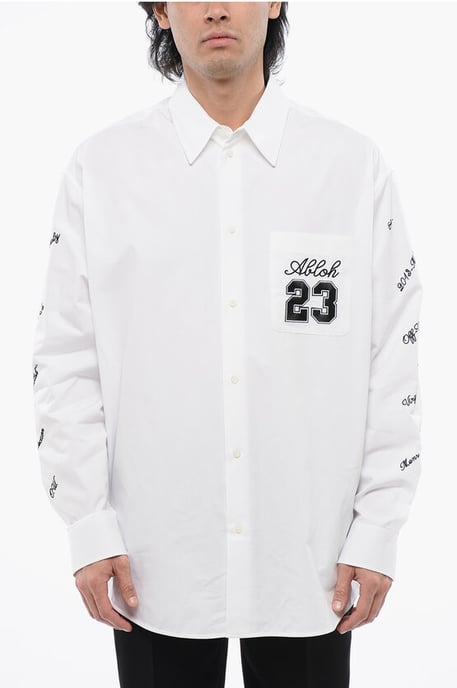 Camisa bordada Oversize Fit 23 en blanco - Image 1