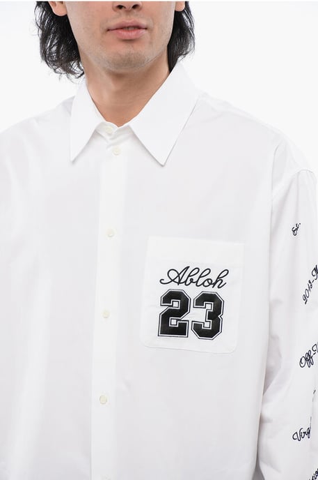 Camisa bordada Oversize Fit 23 en blanco - Image 3