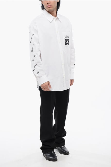 Camisa bordada Oversize Fit 23 en blanco - Image 4
