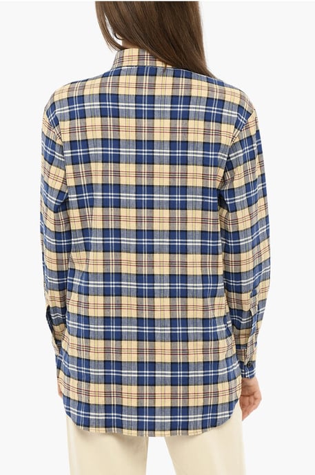 Camisa a cuadros escoceses con bolsillos dobles en el pecho en multicolor - Image 2
