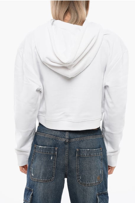 Sudadera corta PISTIL con logotipo en relieve en blanco - Image 2