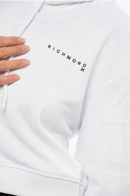 Sudadera corta PISTIL con logotipo en relieve en blanco - Image 3
