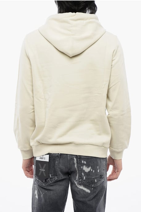 Sudadera con capucha de algodón cepillado con logotipo bordado en beige - Image 2