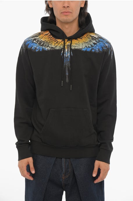 Sudadera con capucha LUNAR WINGS de algodón cepillado en negro - Image 1