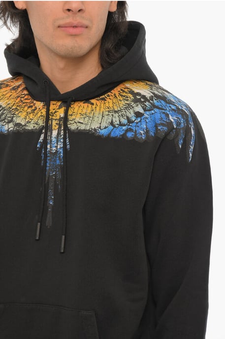 Sudadera con capucha LUNAR WINGS de algodón cepillado en negro - Image 3