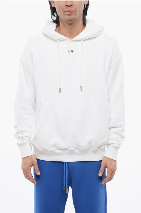 Sudadera con capucha de algodón cepillado OFF en color blanco - Image 1