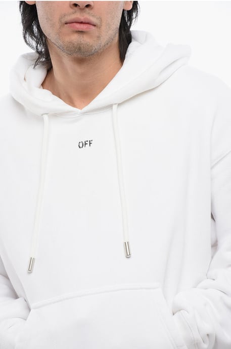 Sudadera con capucha de algodón cepillado OFF en color blanco - Image 3