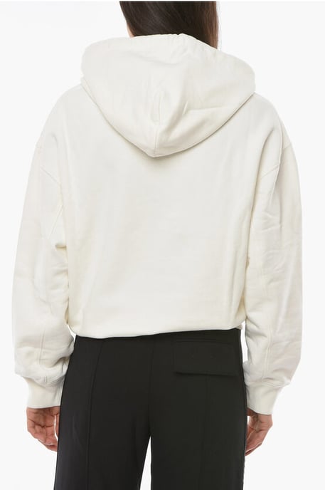 Sudadera con capucha MULTICORD de algodón cepillado en blanco - Image 2