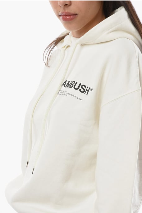 Sudadera con capucha MULTICORD de algodón cepillado en blanco - Image 3