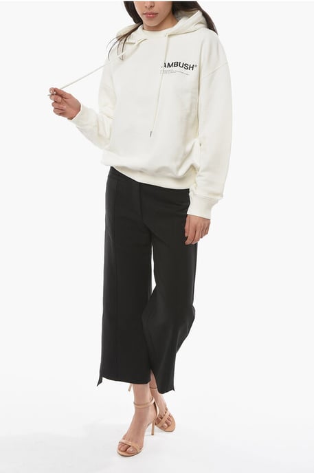 Sudadera con capucha MULTICORD de algodón cepillado en blanco - Image 4