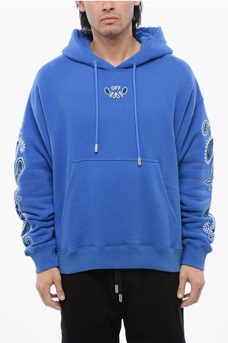 Sudadera con capucha BANDANA ARROW de algodón cepillado bordado en azul - Image 1