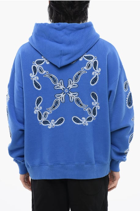 Sudadera con capucha BANDANA ARROW de algodón cepillado bordado en azul - Image 2