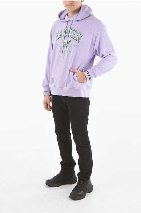 Sudadera con capucha de ajuste fácil JAMES HARDEN x NEIL BARRETT con logotipo estampado en violeta - Image 4