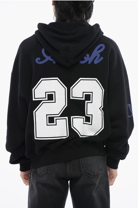 Sudadera con capucha estampada de FÚTBOL de algodón cepillado en negro - Image 2