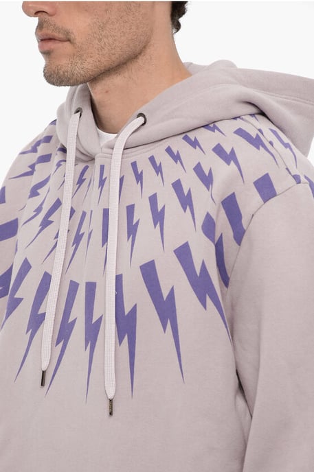 Sudadera con capucha FAIRISLE THUNDERBOLT de algodón polar en violeta - Image 3